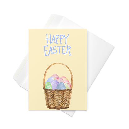 Greetings Card -  Pastel Easter Egg Basket Pastel