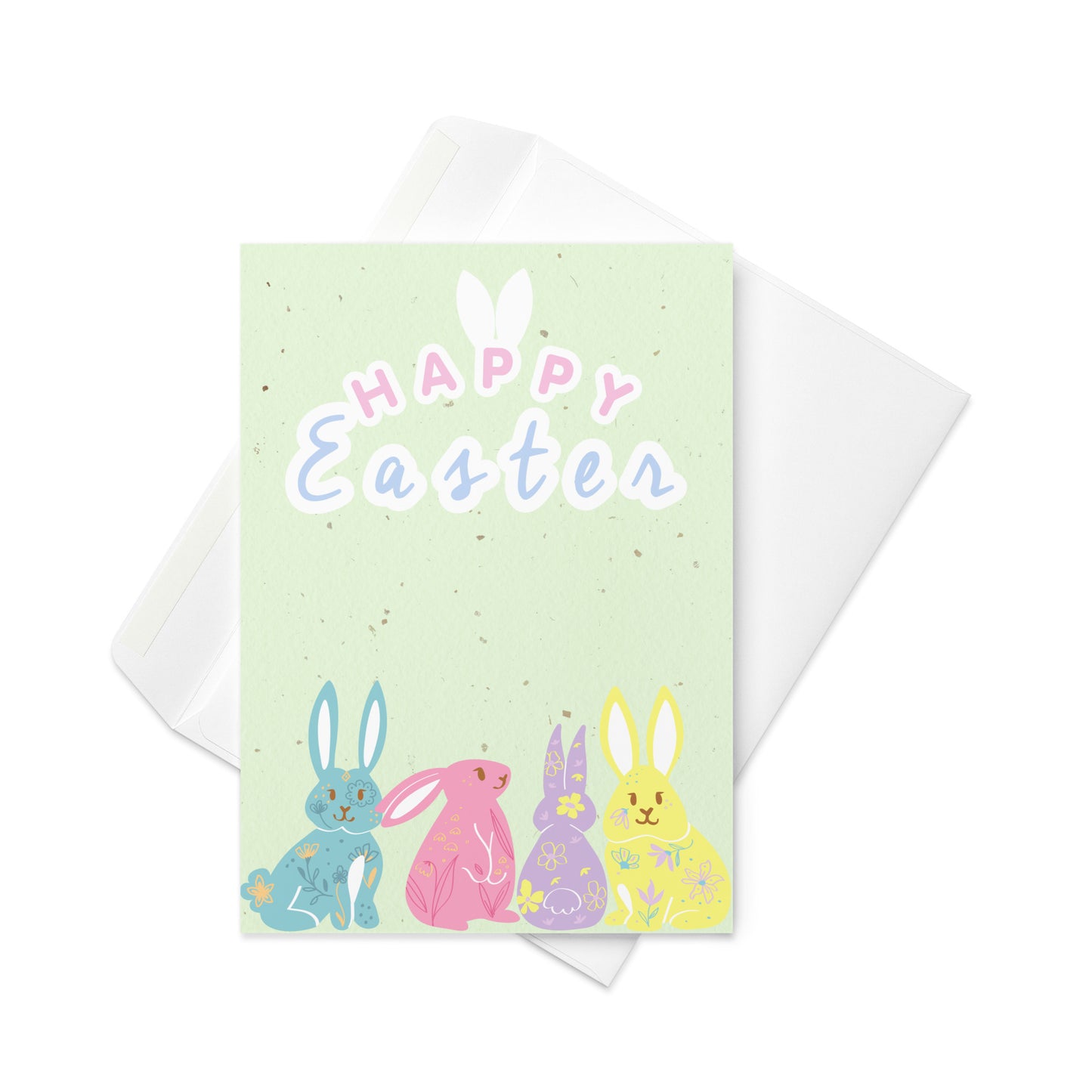 Greetings Card - Happy Easter Cute Pastel Spring Bunny