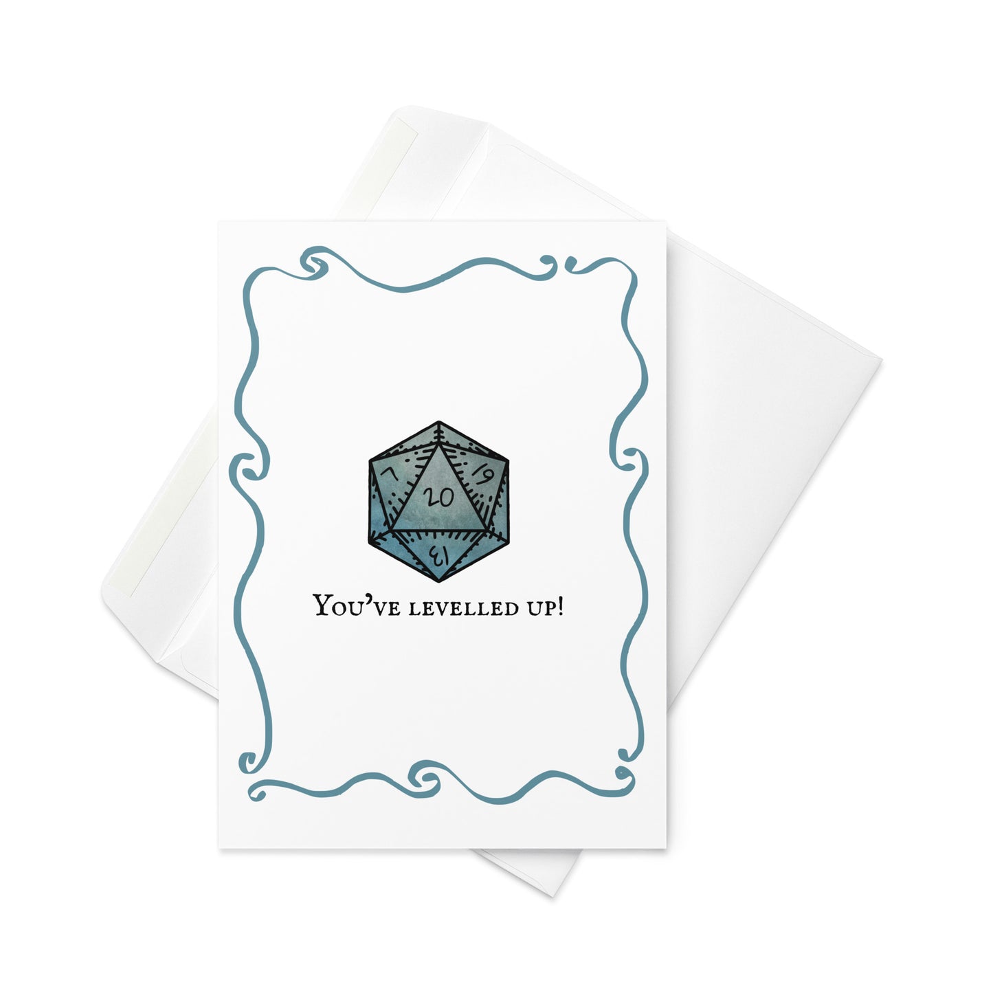 Greetings Card - You've Levelled Up! D20 Dice D&D Celebration Card