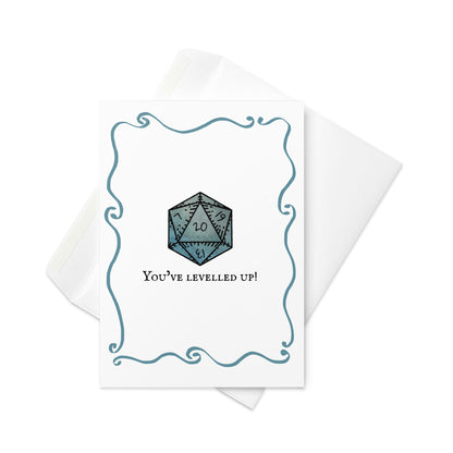 Greetings Card - You've Levelled Up! D20 Dice D&D Celebration Card
