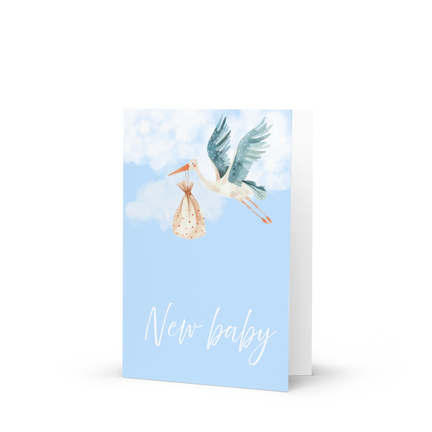 Greetings Card - New Baby Watercolour Stork