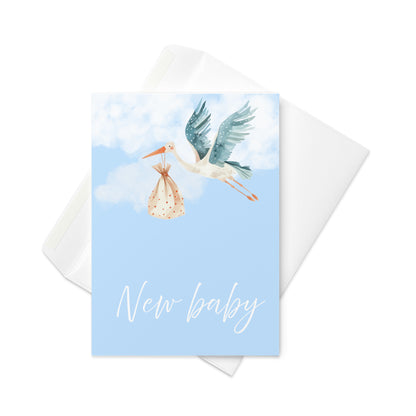 Greetings Card - New Baby Watercolour Stork