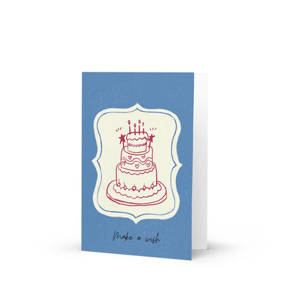 Greetings Card - Make a Wish Birthday Card | Illustrated Cake Greeting Card