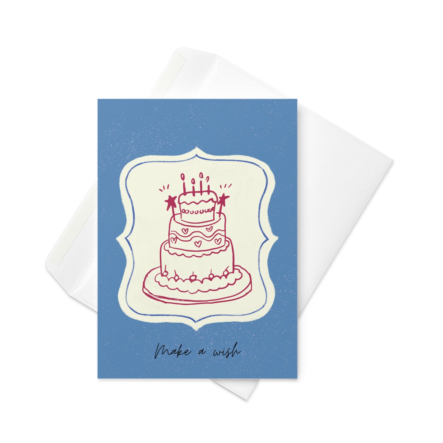 Greetings Card - Make a Wish Birthday Card | Illustrated Cake Greeting Card