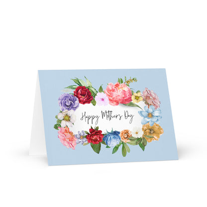 Greetings Card - Happy Mother's Day Card - Floral Wreath