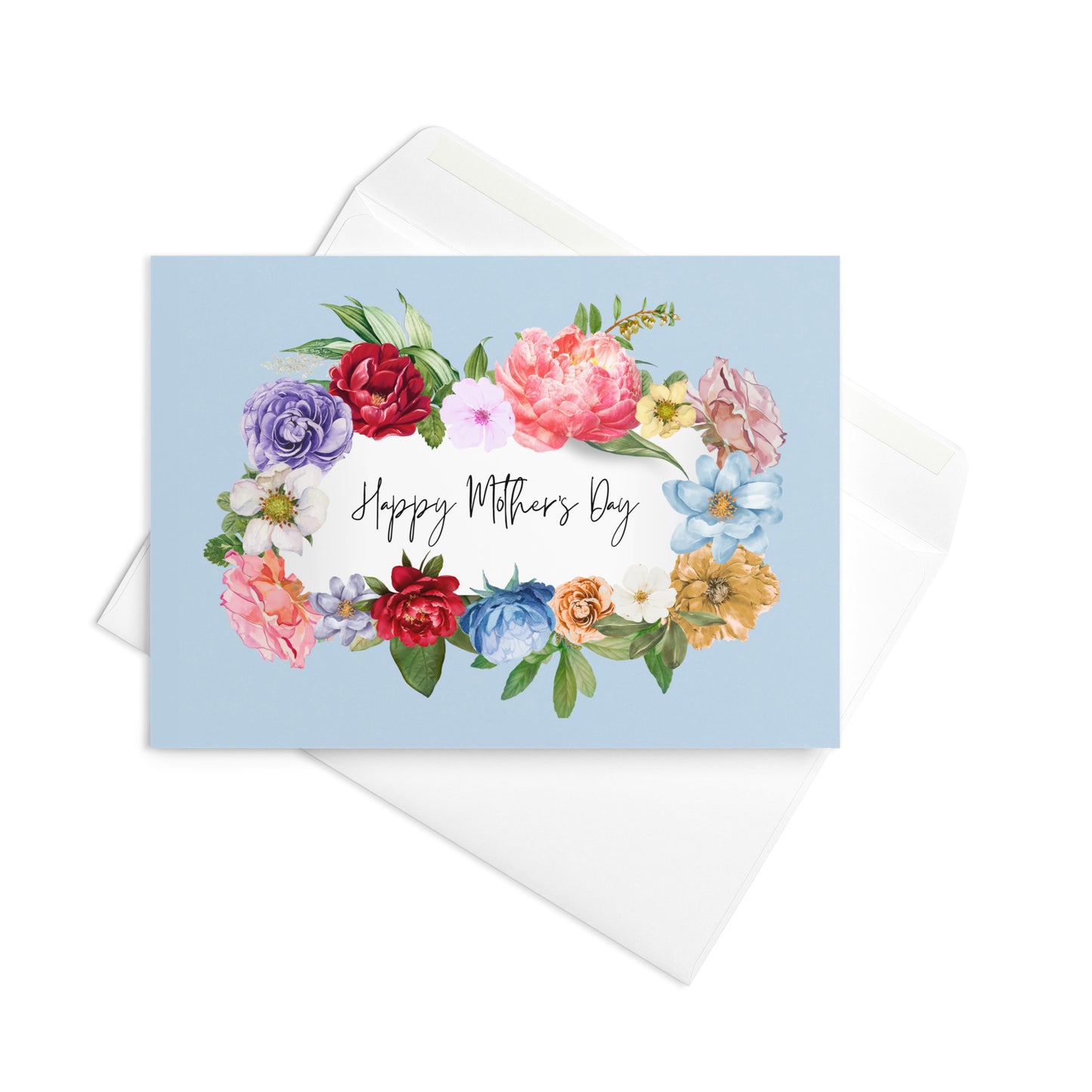Greetings Card - Happy Mother's Day Card - Floral Wreath