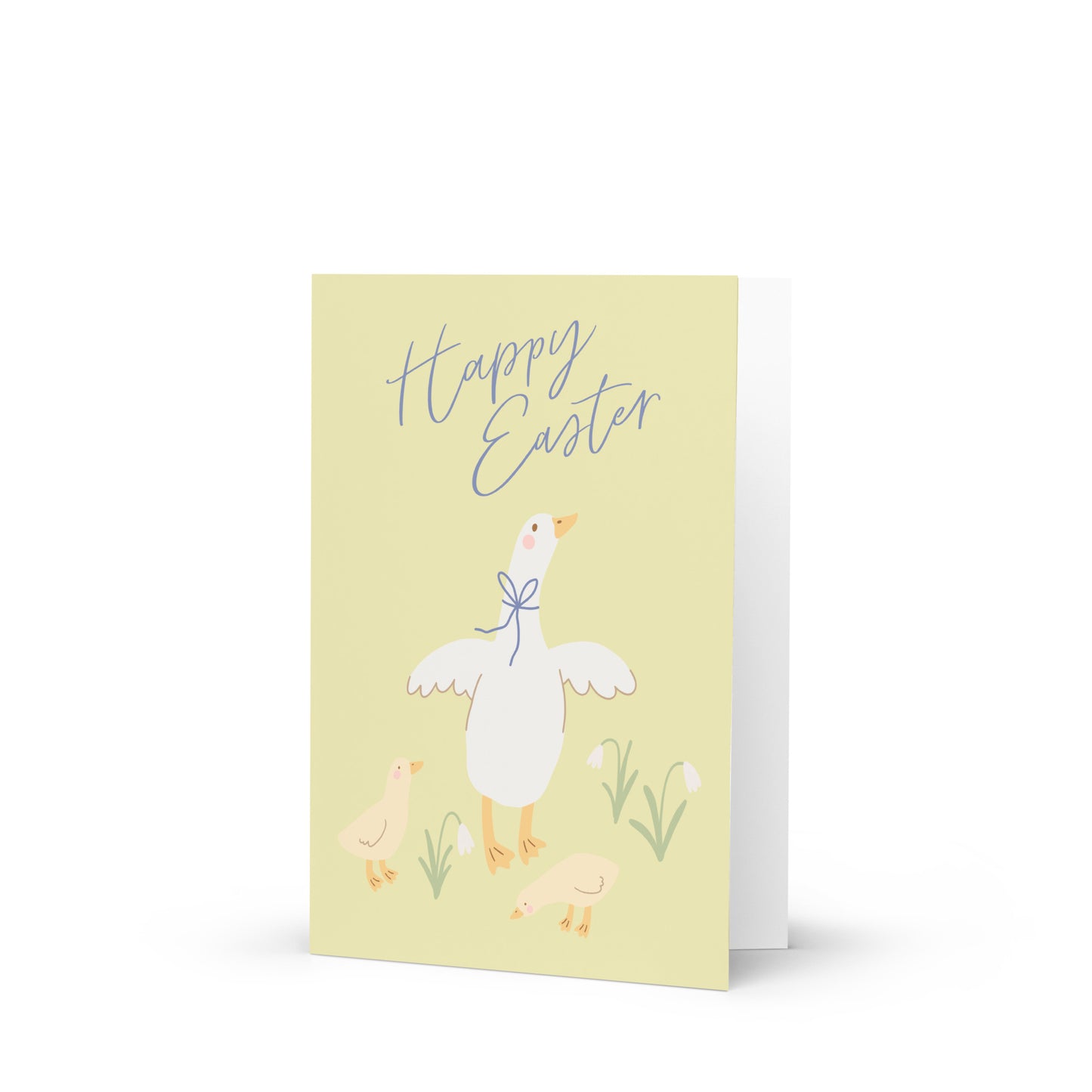 Greetings Card - Happy Easter Spring Goose and Chicks