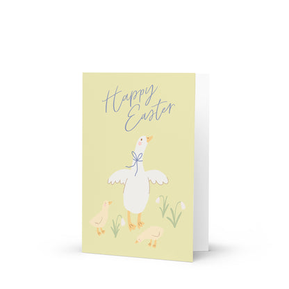 Greetings Card - Happy Easter Spring Goose and Chicks