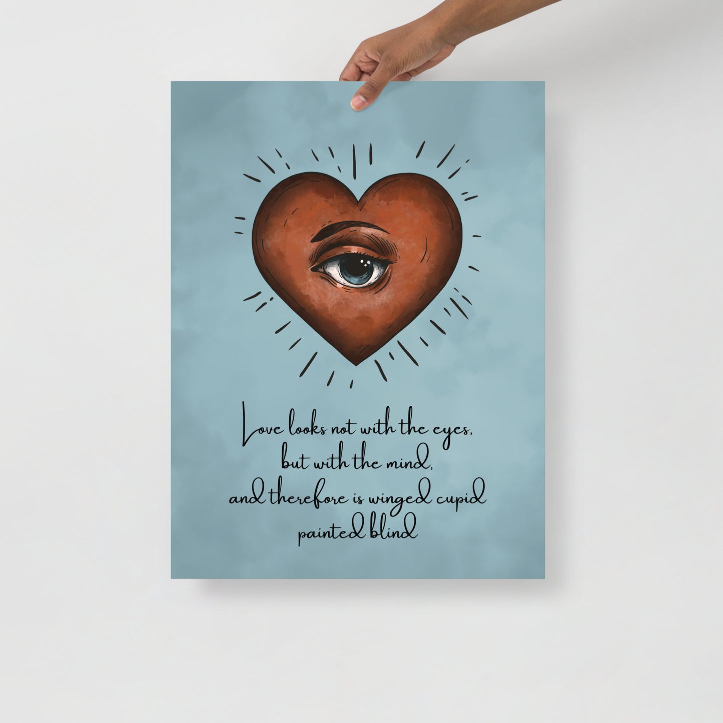 Wall Art Print - “Love Looks Not with the Eyes” Shakespeare Quote Surreal Heart & Eye Illustration Print-By The Bard