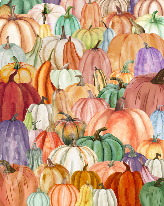 Wall Art Print - Autumn Pumpkin Patch  | Cosy Fall Halloween Home Decor